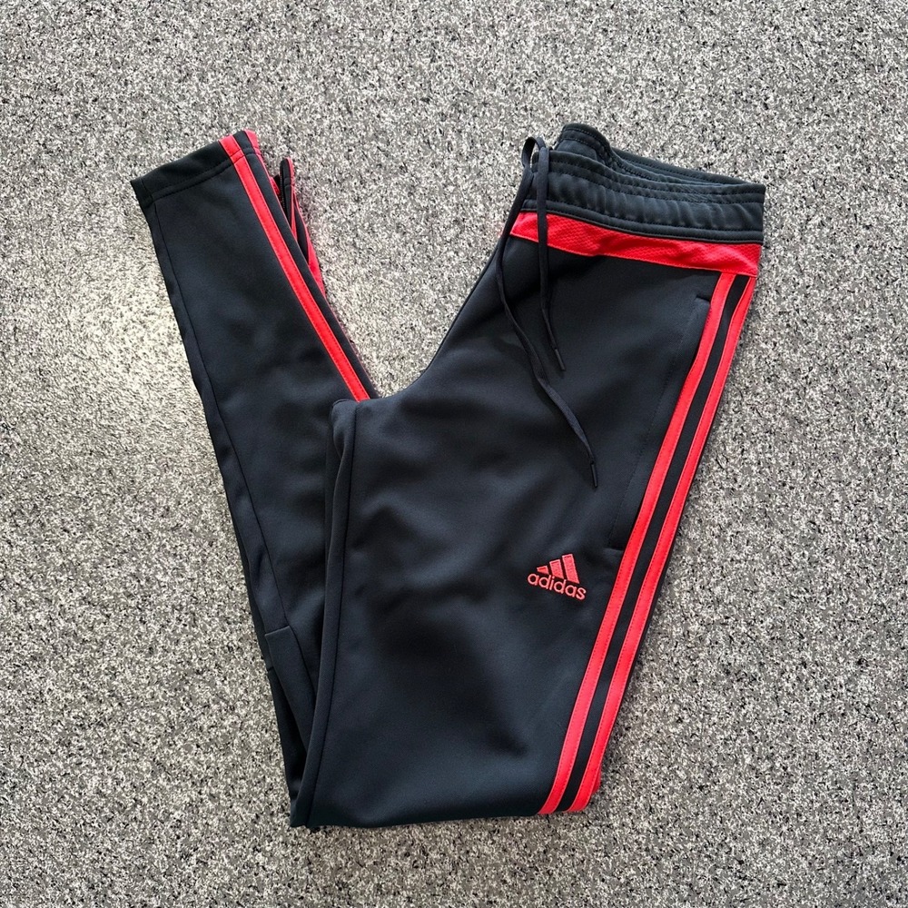 Adidas Pants Womens XS Track Tiro Slim Leg Tapered Soccer Grey Pink Stripe